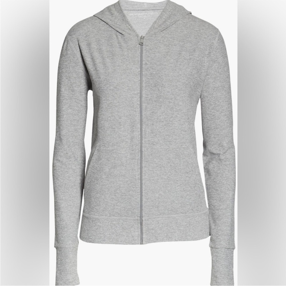 Beyond Yoga Everyday Space Dye Heather Gray Zip-Up Hoodie - Size Large
